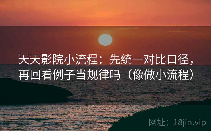 天天影院小流程：先统一对比口径，再回看例子当规律吗（像做小流程）  第2张